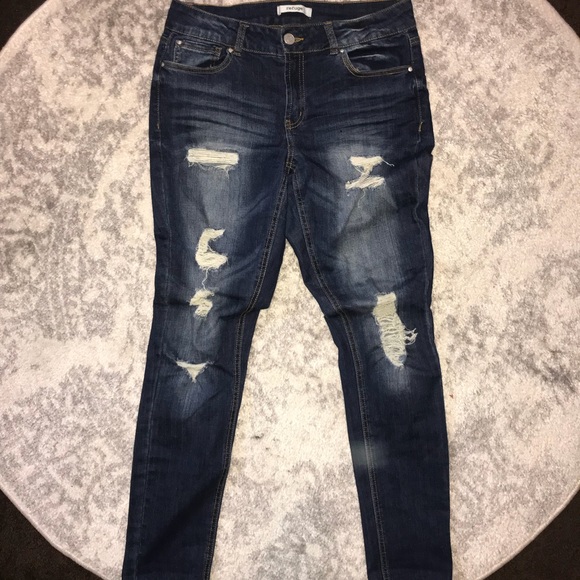 Charlotte Russe Distressed Dark Wash Jeans - Picture 1 of 3
